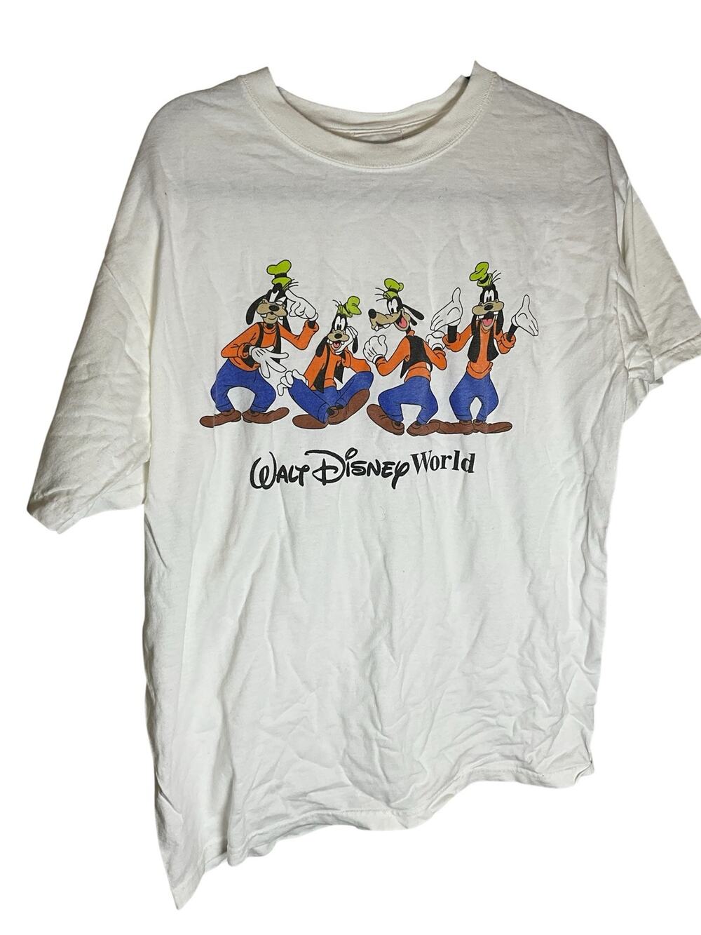 Vintage Walt Disney World T-Shirt Mens Large White Cotton Graphic Print Crewneck